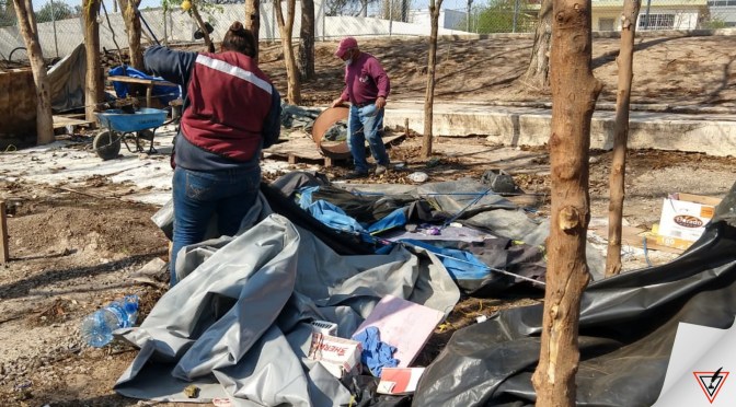 Retira Gobierno de Matamoros hasta 100 toneladas de desechos en el área que ocuparon losmigrantes