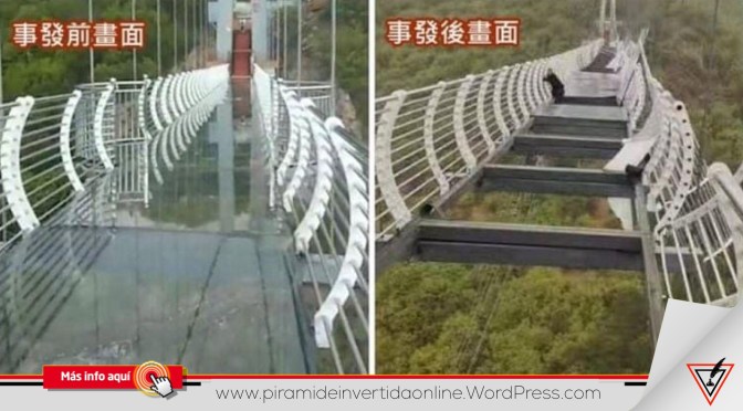 Colapsa puente de vidrio en China: turista se aferra para no caer al vacío
