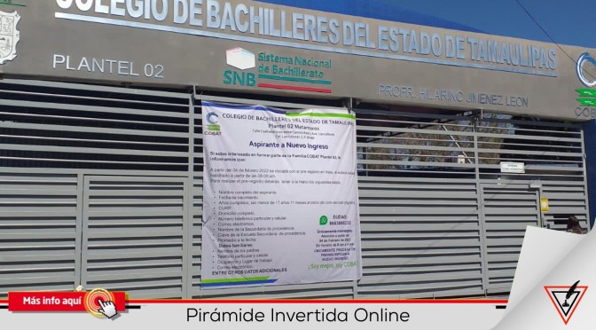 El pre registro debe ser en línea: COBAT 02